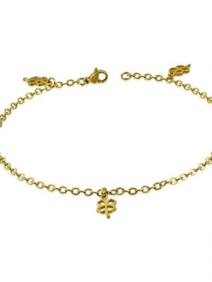 BUNGSA Armband "Bettelarmband Kleeblatt Gold aus Edelstahl für" (1 Armband, 1-tlg., inkl. Schmuckbeutel aus Organza), Bracelet Armschmuck