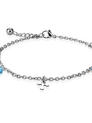 BUNGSA Armband "Bettelarmband Kreuz mit blauem Kristall Silber" (1 Armband, 1-tlg., inkl. Schmuckbeutel aus Organza), Bracelet Armschmuck