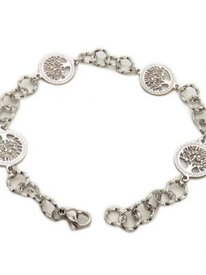 BUNGSA Armband "Bettelarmband Lebensbaum Silber aus Edelstahl" (1 Armband, 1-tlg., inkl. Schmuckbeutel aus Organza), Bracelet Armschmuck