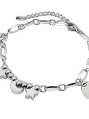 BUNGSA Armband "Bettelarmband Mond & Sterne Silber aus Edelstahl" (1 Armband, 1-tlg., inkl. Schmuckbeutel aus Organza), Bracelet Armschmuck
