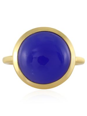 Blauer Chalzedon-Silberring