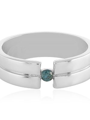 Blauer I3 Brillant-Silberring
