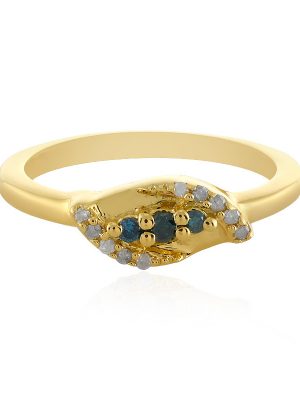 Blauer I3 Brillant-Silberring