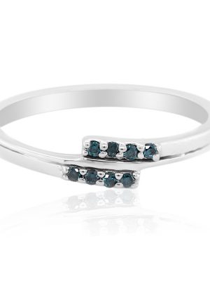 Blauer I3 Diamant-Silberring