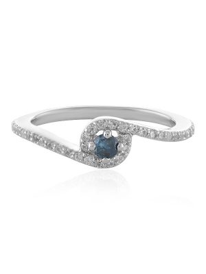 Blauer I3 Diamant-Silberring