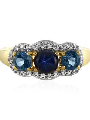 Blauer Stern-Saphir-Silberring