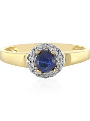 Blauer Stern-Saphir-Silberring