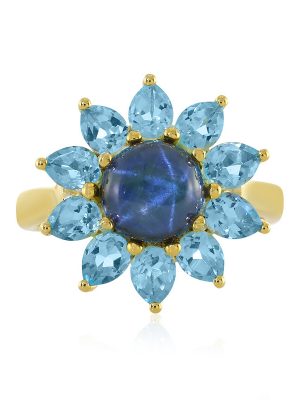 Blauer Stern-Saphir-Silberring