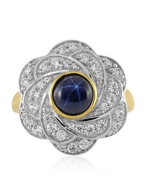 Blauer Stern-Saphir-Silberring