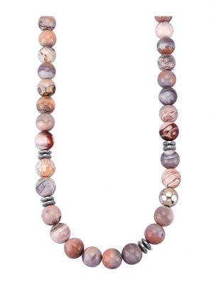 Botswana-Achat-Kette mit Hämatit-Zwischenteilen Diemer Silber