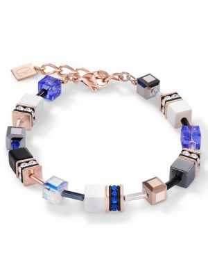 COEUR DE LION Armband "4013/30-0700 Armband GeoCUBE® Swarovski® Weiß & Blau Roségold"