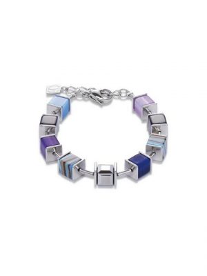 COEUR DE LION Armband "4747/30-0708 Armband Damen GeoCUBE® Kristalle Malachit Blau-Lila Silber"