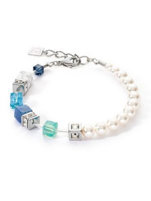 COEUR DE LION Armband "5086/30-0737 Armband Damen GeoCUBE® Precious Fusion Pearls Blau Silber"