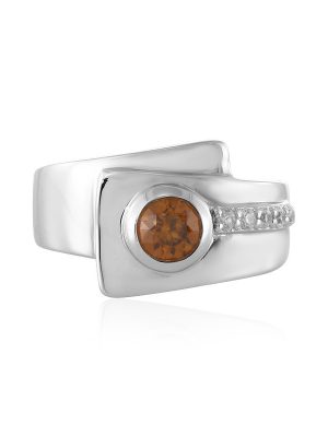 Cognac-Zirkon-Herren-Silberring