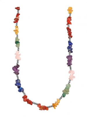Collier mit Farbsteinen Silberfarben