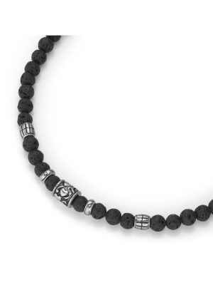 Collier mit Lavastein Kugeln Jacques Charrel Schwarz