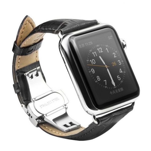 CoverKingz Smartwatch-Armband "Leder Armband für Apple Watch 49/45/44/42mm Band Series Ultra/8/7/6/SE/5 schwarz"
