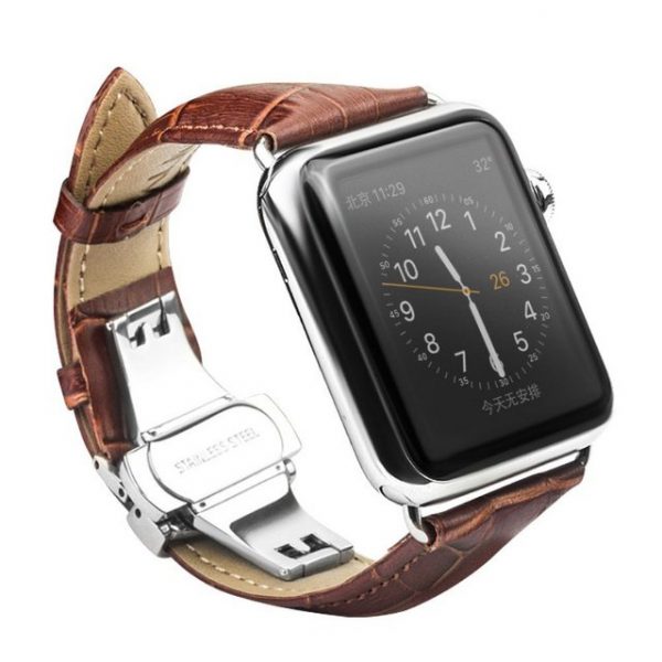 CoverKingz Smartwatch-Armband "Leder Armband für Apple Watch 49/45/44/42mm Band Series Ultra/8/7/6/SE/5/4 braun"