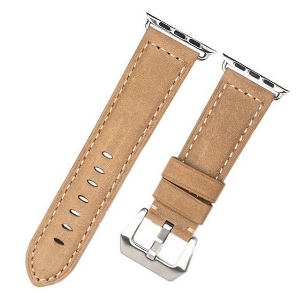 CoverKingz Smartwatch-Armband "Leder Armband für Apple Watch 49/45/44/42mm Retro Series Ultra/8/7/6/SE/5 beige"