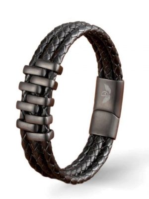 DALMARO Lederarmband "Leder Armband TRIPLE LAYER BLACK" (Edelstahl, Echtleder, Handgefertigt)