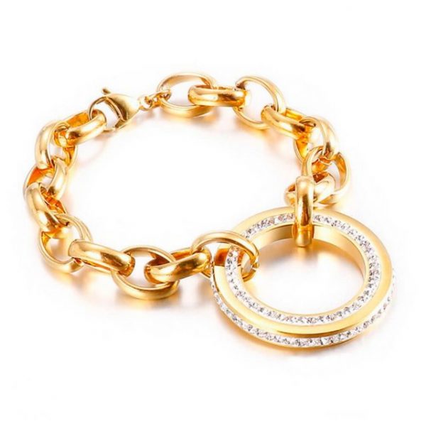 DALMARO.de Edelstahlarmband "Edelstahl Armband GOLD CIRCLE" (Edelstahl, Handgefertigt, Stilvoll), Damen Armband inkl. Schmuckschachtel
