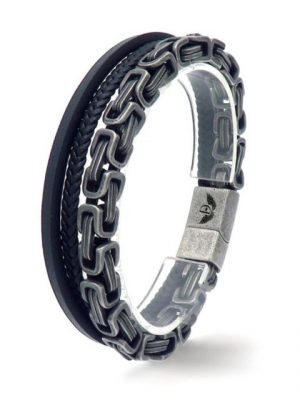 DALMARO.de Lederarmband "Leder Armband BRUSHED SLEDER" (Edelstahl, Echtleder, Handgefertigt), - 21 cm Länge