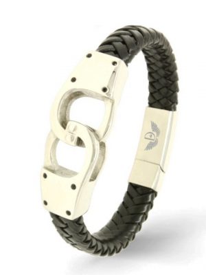 DALMARO.de Lederarmband "Leder Armband HANDCUFF" (Edelstahl, Echtleder, Handgefertigt), - 21 cm Länge