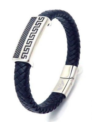 DALMARO.de Lederarmband "Leder Armband HIEROGLYPHS" (Edelstahl, Echtleder, Handgefertigt), - 21 cm Länge