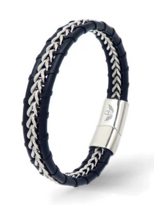 DALMARO.de Lederarmband "Leder Armband MALI BRAID" (Edelstahl, Echtleder, Handgefertigt), - 21 cm Länge