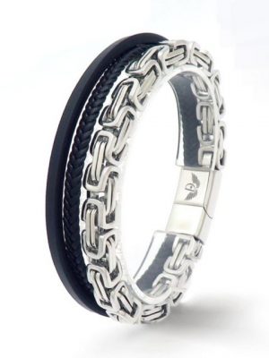 DALMARO.de Lederarmband "Leder Armband SILVER SLEDER" (Edelstahl, Echtleder, Handgefertigt), - 21 cm Länge