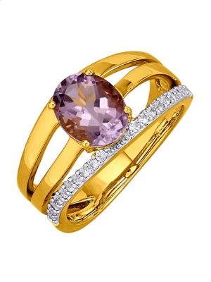 Damenring mit 1 Amethyst Gemondo Gelbgoldfarben