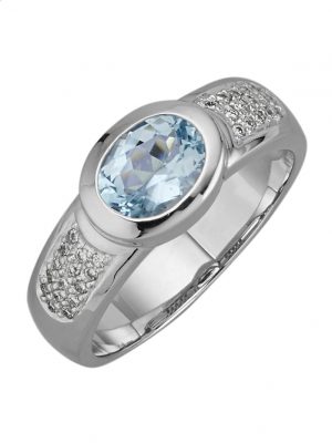 Damenring mit Aquamarin und Brillanten Diemer Weißgold