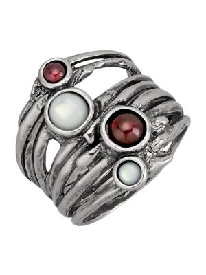 Damenring mit Granat Roman Glass Silber