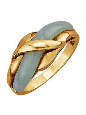 Damenring mit Jade mit Jade in 925 Silber Gelbgoldfarben