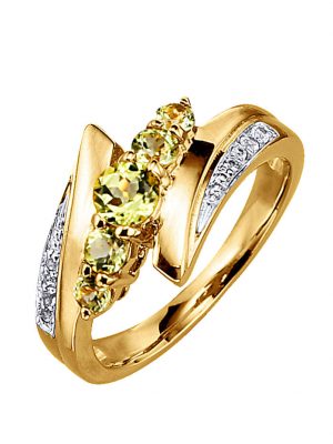 Damenring mit Peridot und Topas in Silber 925 Gemondo Gelbgoldfarben