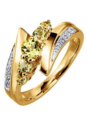 Damenring mit Peridot und Topas in Silber 925 Gemondo Gelbgoldfarben