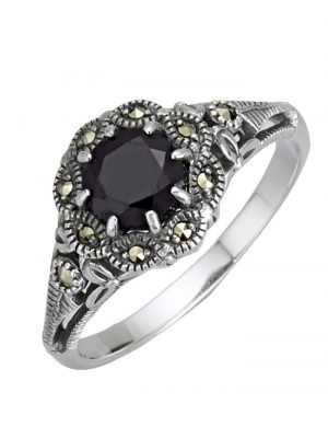 Damenring mit Spinell mit Spinell und Markasit in Silber 925 Esse Silber