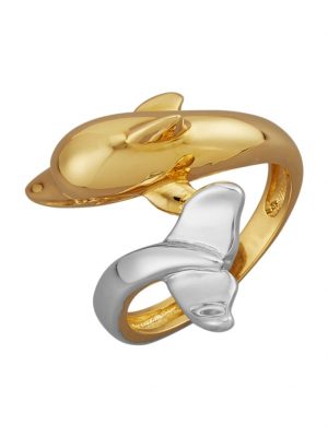 Delfin-Ring in Gelbgold 585 Diemer Bicolor