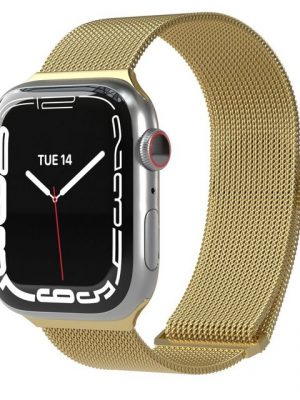 EAZY CASE Uhrenarmband "Metall Armband für iWatch 8 7 6 5 4 3 2 1 SE Ultra", Ersatzarmband Apple Watch 41 mm 40 mm 38 mm, verstellbares Milanaise Metallarmband, Magnetverschluss, Herren Damen Uhrenband Edelstahl, Gold