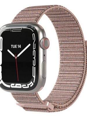 EAZY CASE Uhrenarmband "Nylon Armband für iWatch 8 7 6 5 4 3 2 1 SE Ultra", Ersatzarmband Apple Watch 41 mm 40 mm 38 mm, verstellbares Nylon Band, flexibel, Klettverschluss, Damen Herren Uhrenband Joggen Stoff, Sport Loop, Rosé