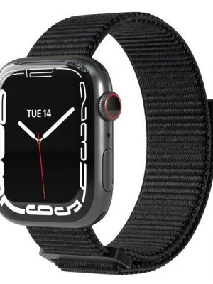 EAZY CASE Uhrenarmband "Nylon Armband für iWatch 8 7 6 5 4 3 2 1 SE Ultra", Ersatzarmband Apple Watch 41 mm 40 mm 38 mm, verstellbares Nylon Band, flexibel, Klettverschluss, Damen Herren Uhrenband Joggen Stoff, Sport Loop, Schwarz