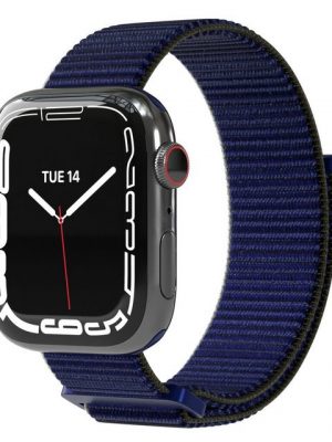 EAZY CASE Uhrenarmband "Nylon Armband für iWatch 8 7 6 5 4 3 2 1 SE Ultra", Ersatzarmband Apple Watch 41 mm 40 mm 38 mm, verstellbares Nylon Band, flexibel, Klettverschluss, Damen Herren Uhrenband Joggen Stoff, Sport Loop, Dunkel Blau