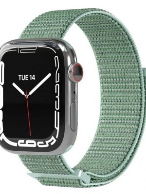 EAZY CASE Uhrenarmband "Nylon Armband für iWatch 8 7 6 5 4 3 2 1 SE Ultra", Ersatzarmband Apple Watch 41mm 40mm 38mm, verstellbares Nylon Band, flexibel, Klettverschluss, Damen Herren Uhrenband Joggen Stoff, Sport Loop, Mint Grün