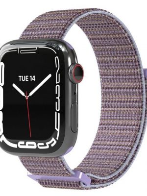 EAZY CASE Uhrenarmband "Nylon Armband für iWatch 8 7 6 5 4 3 2 1 SE Ultra", Ersatzarmband Apple Watch 41mm 40mm 38mm, verstellbares Stoffarmband, Klettverschluss, Sport Loop Herren Damen Uhrenband Nylon Band, Lila Violett