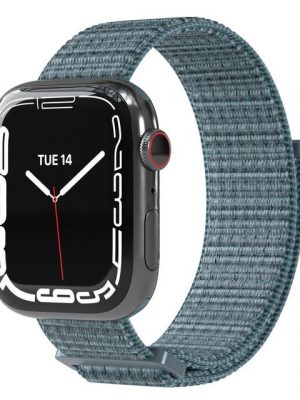 EAZY CASE Uhrenarmband "Nylon Armband für iWatch 8 7 6 5 4 3 2 1 SE Ultra", Ersatzarmband Apple Watch 41mm 40mm 38mm, verstellbares Stoffarmband, Klettverschluss, Sport Loop Herren Damen Uhrenband Nylon Band, Blau Grau