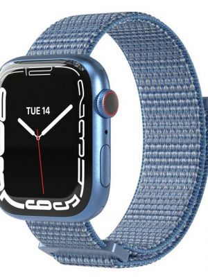 EAZY CASE Uhrenarmband "Nylon Armband für iWatch 8 7 6 5 4 3 2 1 SE Ultra", Ersatzarmband Apple Watch 41mm 40mm 38mm, verstellbares Stoffarmband, Klettverschluss, Sport Loop Herren Damen Uhrenband Nylon Band, Hellblau