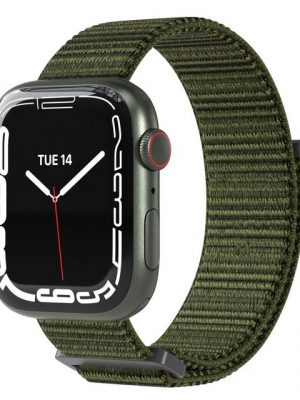 EAZY CASE Uhrenarmband "Nylon Armband für iWatch 8 7 6 5 4 3 2 1 SE Ultra", Ersatzarmband Apple Watch 41mm 40mm 38mm, verstellbares Stoffarmband, Klettverschluss, Sport Loop Herren Damen Uhrenband Nylon Band, Dunkel Grün