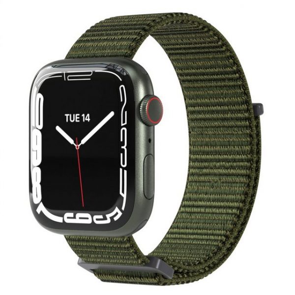 EAZY CASE Uhrenarmband "Nylon Armband für iWatch 8 7 6 5 4 3 2 1 SE Ultra", Ersatzarmband Apple Watch 41mm 40mm 38mm, verstellbares Stoffarmband, Klettverschluss, Sport Loop Herren Damen Uhrenband Nylon Band, Dunkel Grün