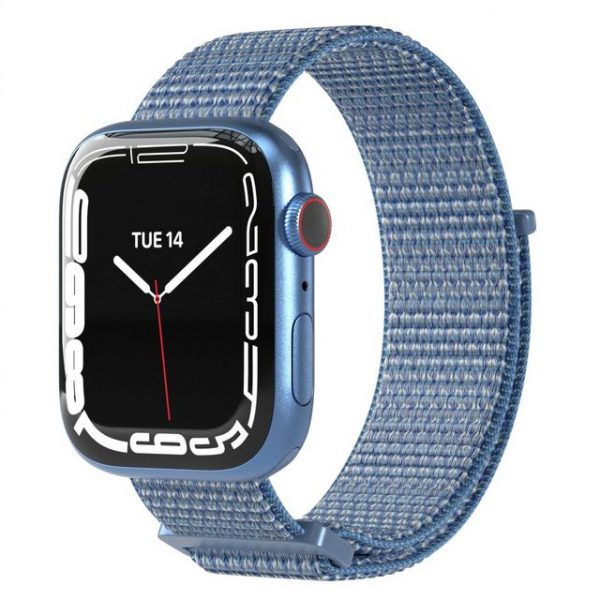 EAZY CASE Uhrenarmband "Nylon Armband für iWatch 8 7 6 5 4 3 2 1 SE Ultra", Ersatzarmband Apple Watch 49mm 45mm 44mm 42mm, verstellbares Stoffarmband, Klettverschluss, Sport Loop Herren Damen Uhrenband Nylon Band, Hellblau