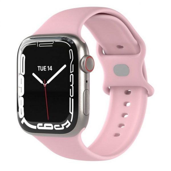 EAZY CASE Uhrenarmband "Silicon Armband für Watch 8 7 6 5 4 3 2 1 SE Ultra", Ersatzarmband Apple Watch 41 mm 40 mm 38 mm, verstellbares Silikon Band, flexibel, Knopfverschluss, Damen Herren Uhrenband Joggen, Soft Sport Loop, Rosé